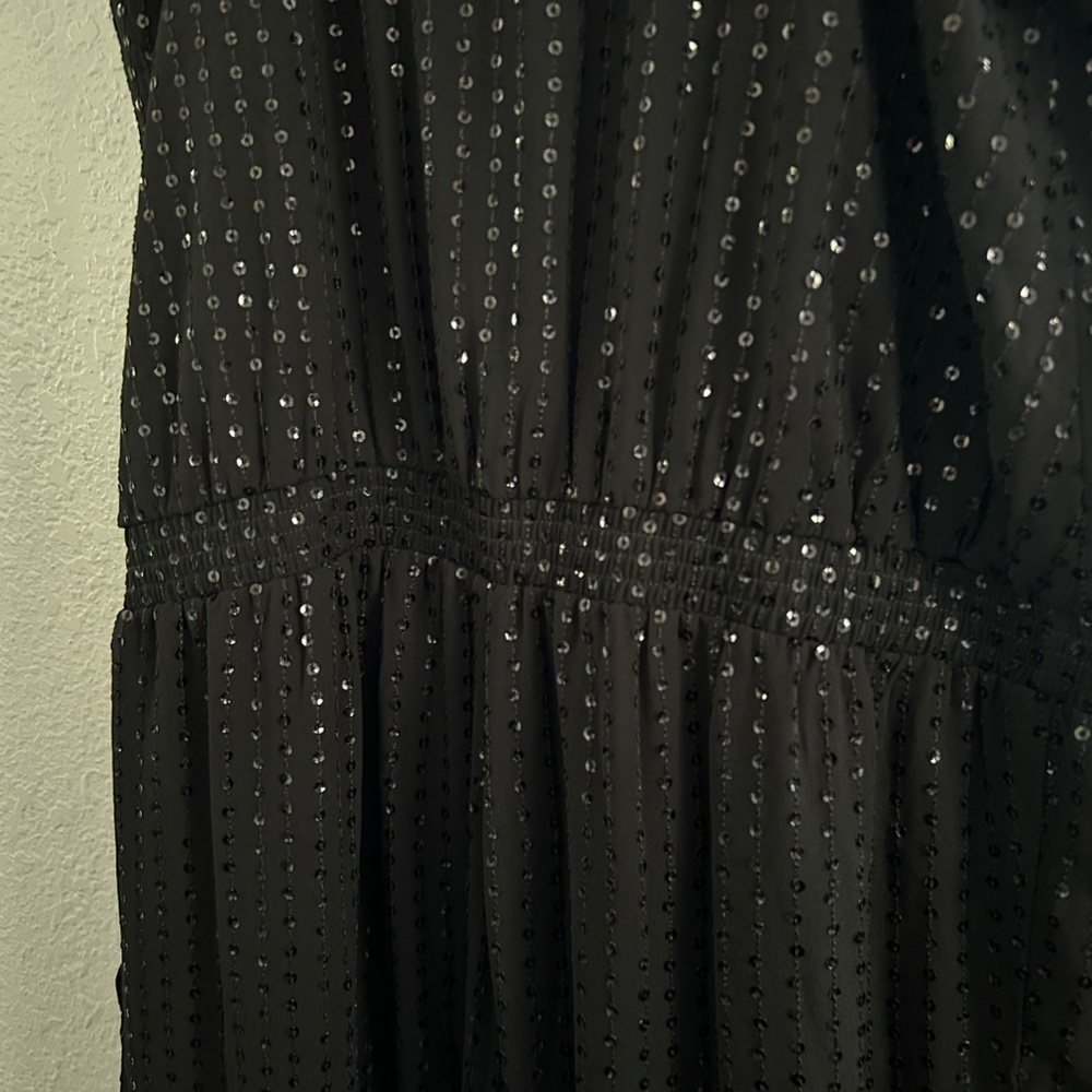 Express Medium Black Jumpsuit Sequin Adjustable S… - image 8